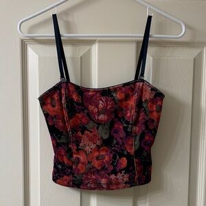 🌷3 for$25🌷Garage, US S, Orange Purple & Green Floral Adjustable Strap Camisole